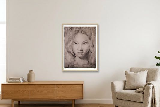 Lian (Lotus Flower) — 60×80cm, 24×31" Oak Frame