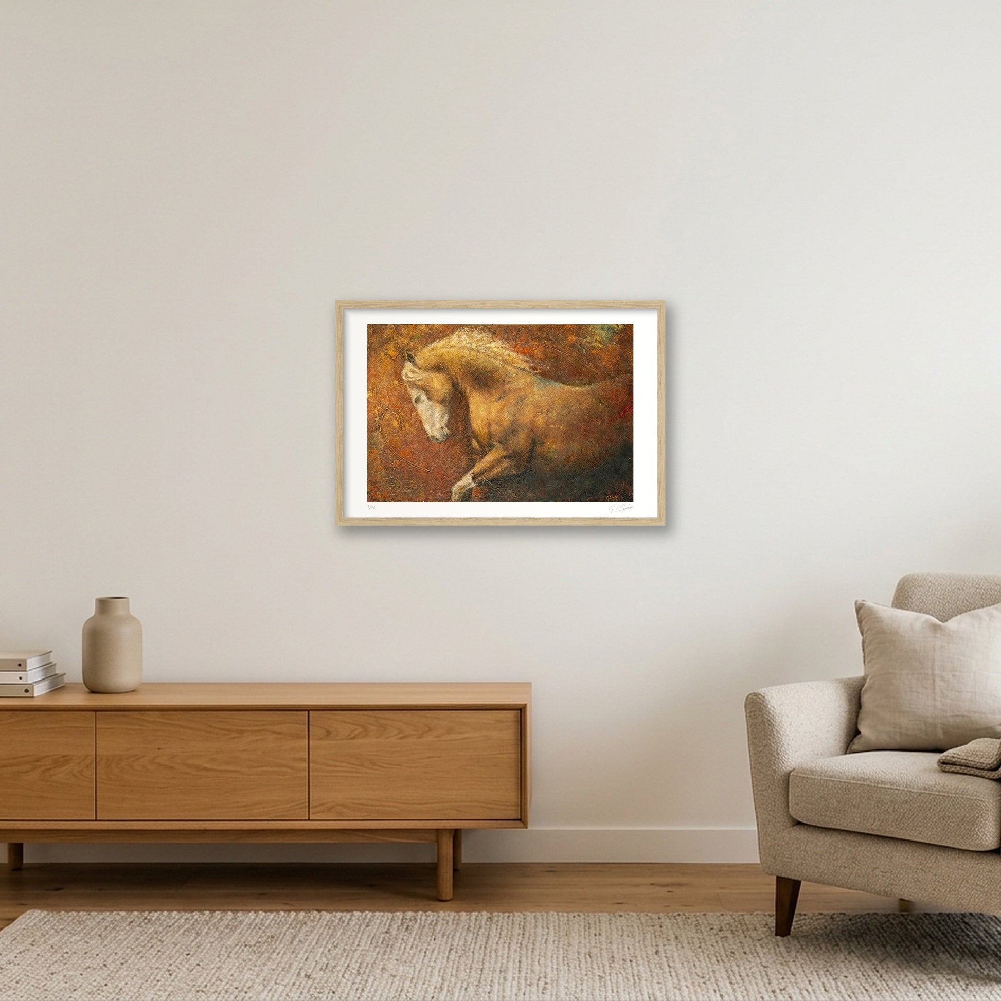 Caballo de Cobre — 60×40cm, 24×16" Oak Frame