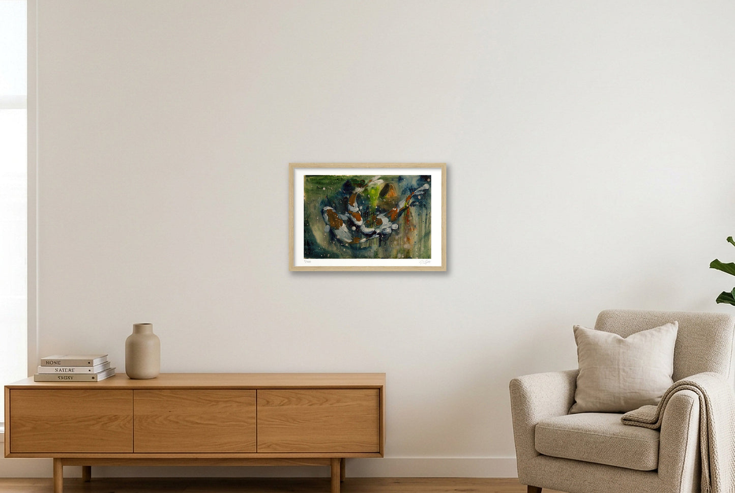 Koi_3 — 45×30cm, 18×12" Oak Frame