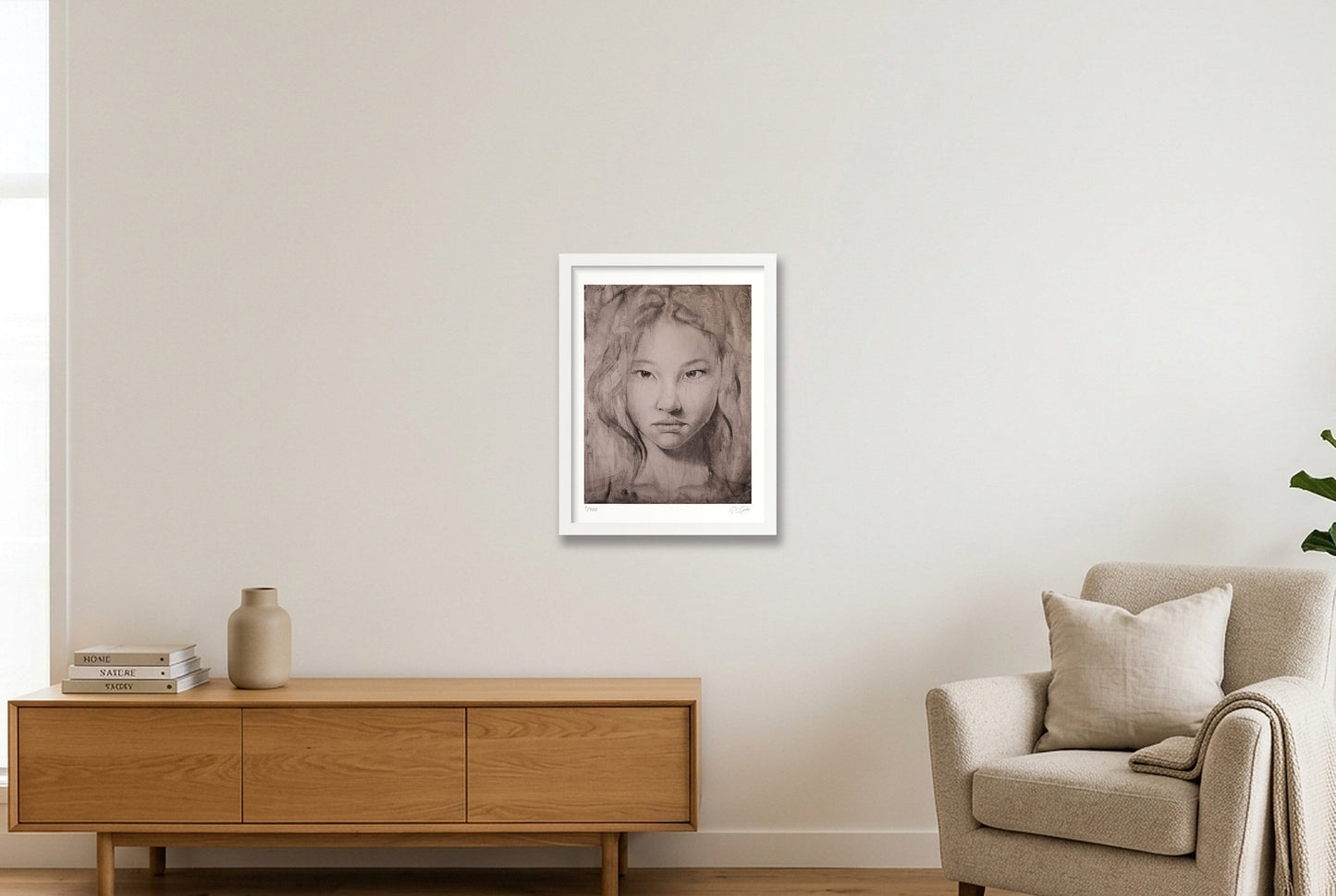 Lian (Lotus Flower) — 30×40cm, 12×16" White Frame