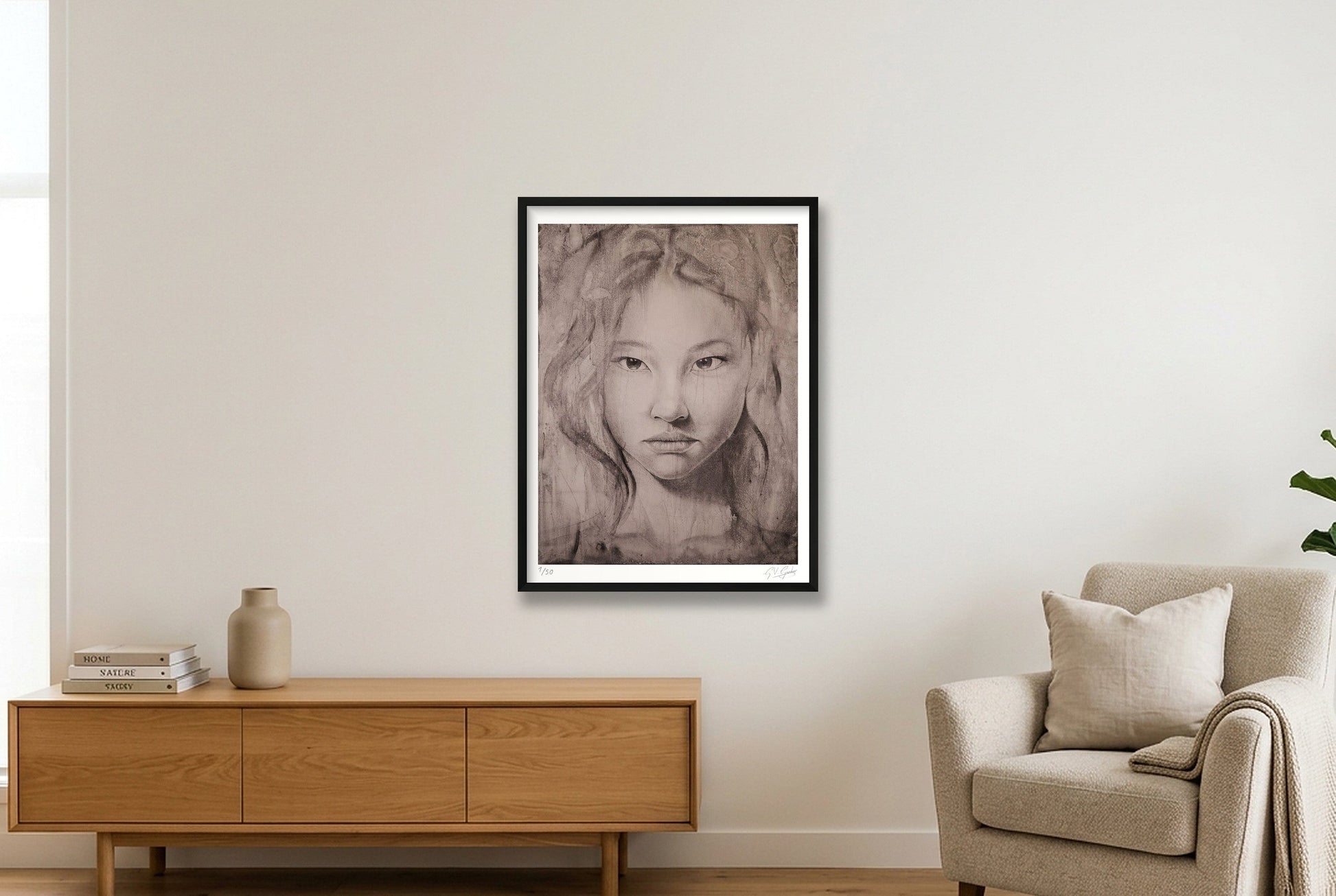 Lian (Lotus Flower) — 60×80cm, 24×31" Black Frame