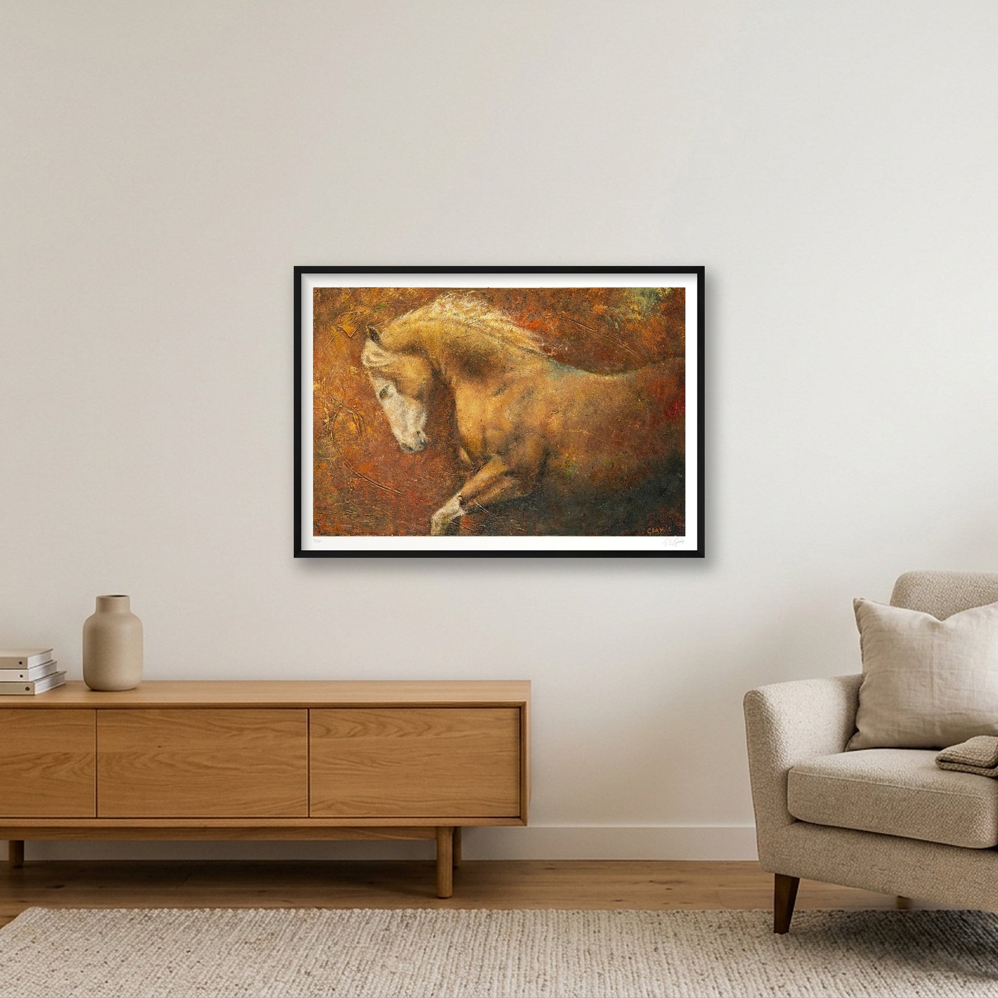 Caballo de Cobre — 100×70cm, 39×28" Black Frame