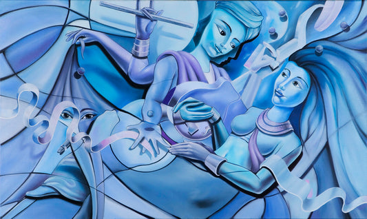 Krishna and the Vaisnavi Woman (140cm x 81 cm)