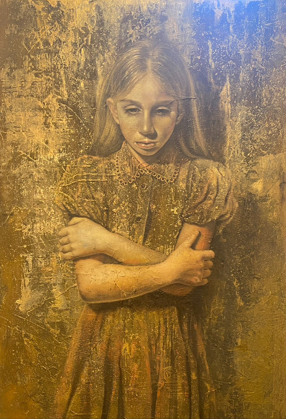 'Girl with the golden hair' Oil and mixed media on canvas 80cm x 120cm