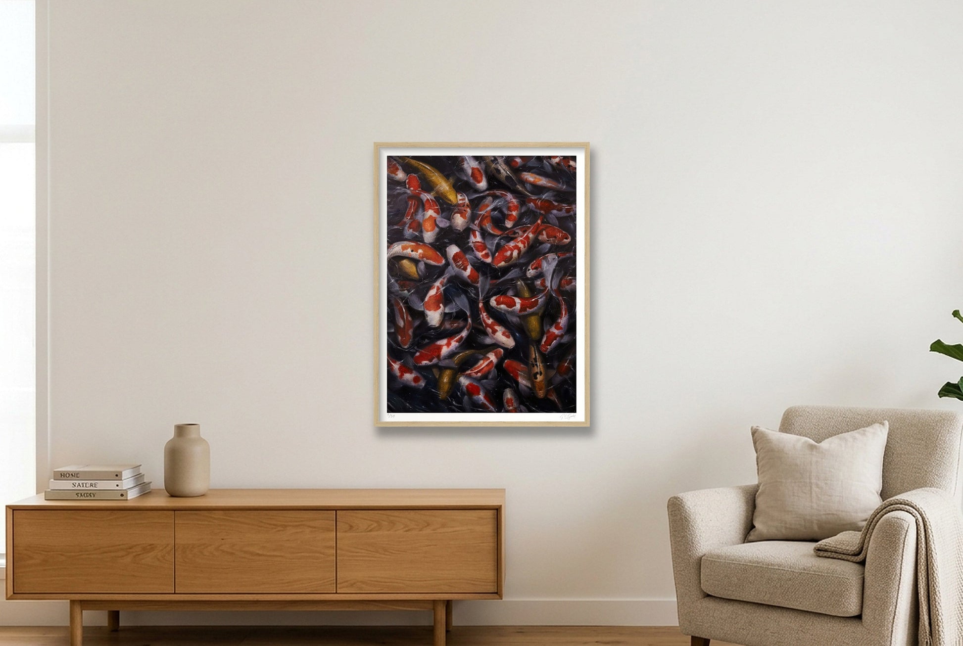 Koi_1 — 60×80cm, 24×31" Oak Frame