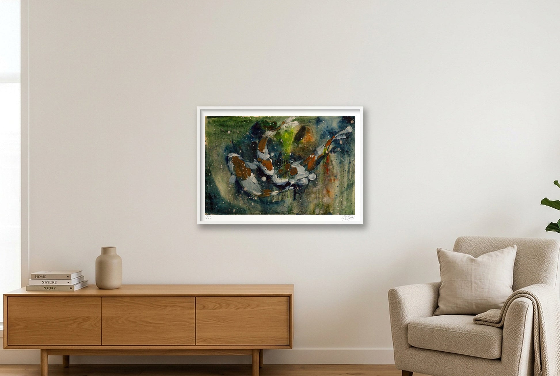 Koi_3 — 100×70cm, 39×28" White Frame