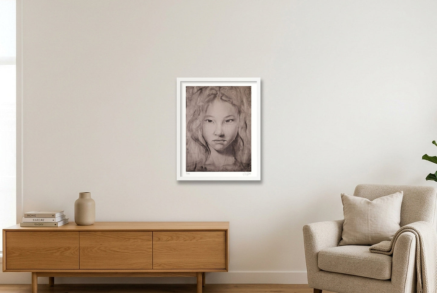 Lian (Lotus Flower) — 40×50cm, 16×20" White Frame