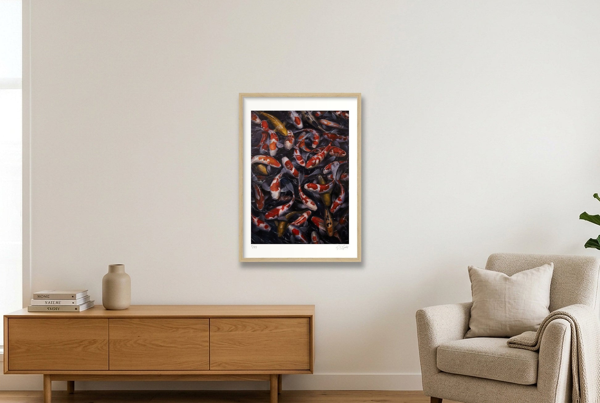 Koi_1 — 42×59cm, 17×23" Oak Frame